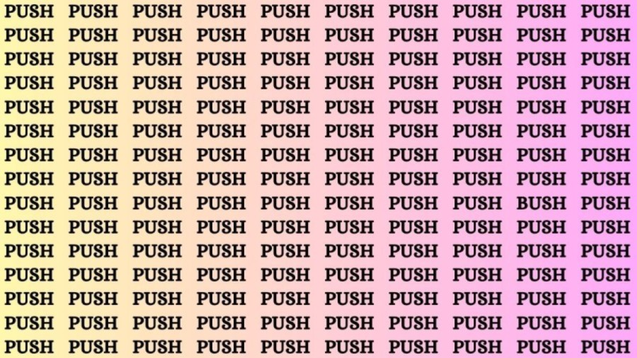 Optical Illusion: If you have Eagle Eyes Find the word Bush among Push in 15 Secs