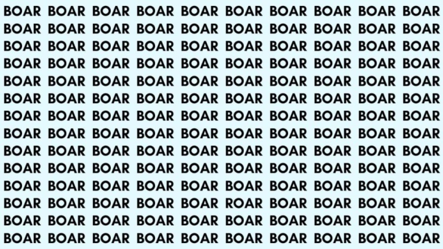 Optical Illusion: If you have Hawk Eyes find the Word Roar among Boar in 20 Secs