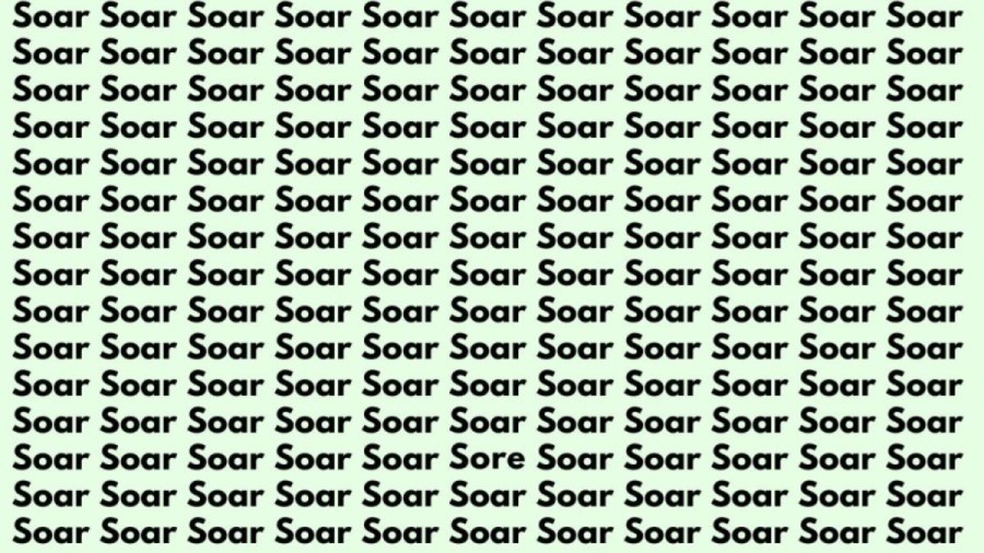 Optical Illusion: If you have Sharp Eyes find the Word Sore among Soar in 20 Secs