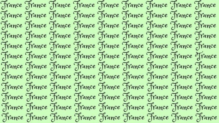 Optical Illusion: If you have Hawk Eyes find the Word Trance among France in 20 Secs