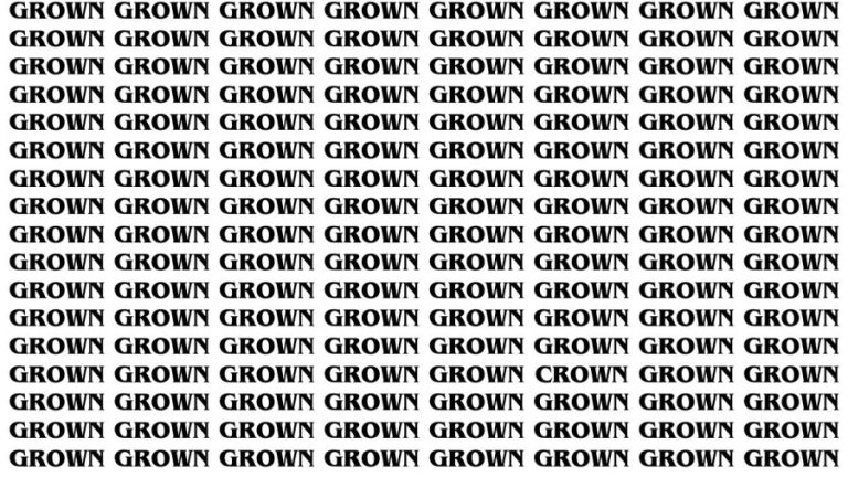 Brain Teaser: If you have Eagle Eyes Find the Word Crown among Grown in 12 Secs