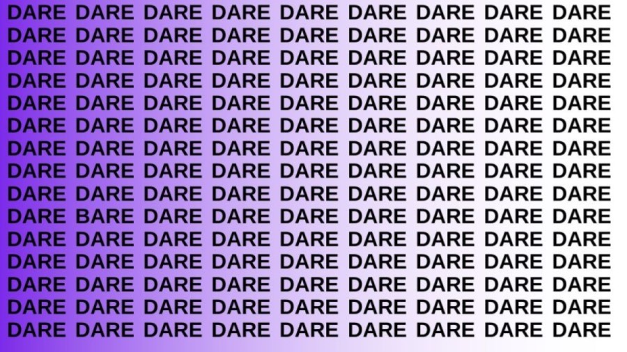 Optical Illusion Brain Test: If you have Sharp Eyes find the Word Bare among Dare in 20 Secs