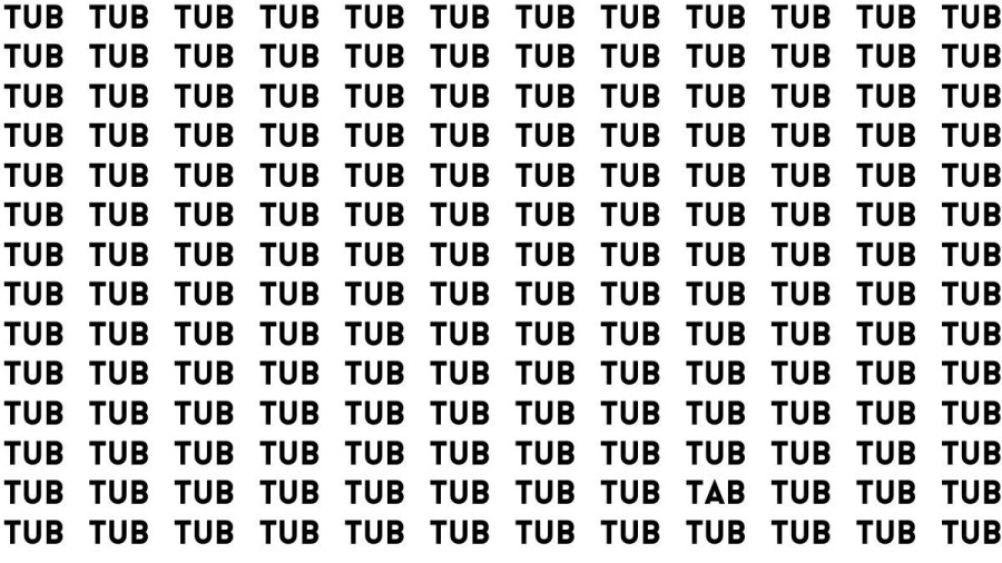 Brain Teaser: If you have Eagle Eyes Find the Word Tab among Tub in 13 Secs