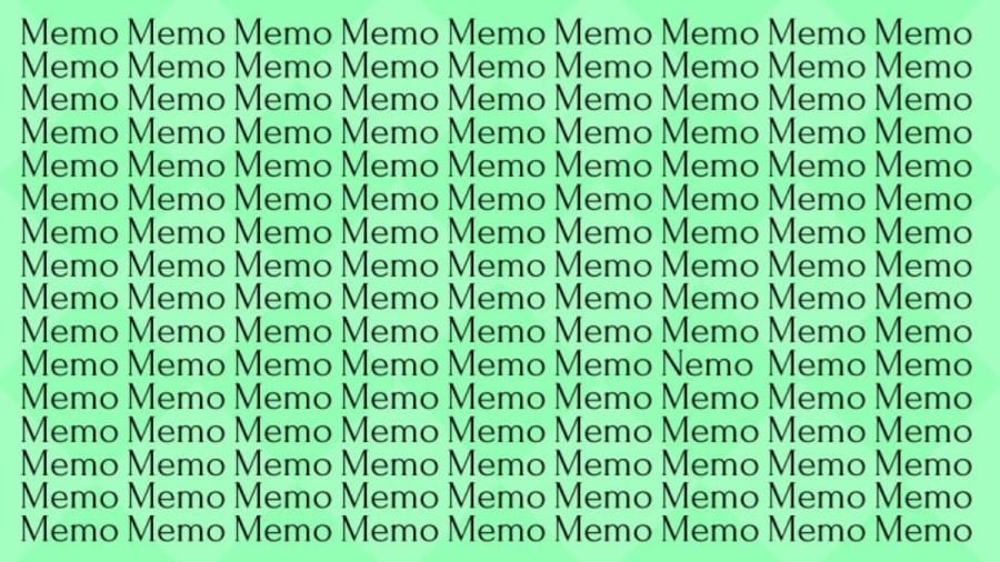 Optical Illusion Brain Test: If you have Sharp Eyes find the Word Nemo among Memo in 20 Secs