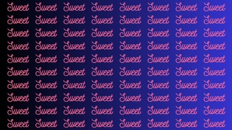 Optical Illusion Brain Test: If you have Eagle Eyes find the Word Sweat among Sweet in 20 Secs