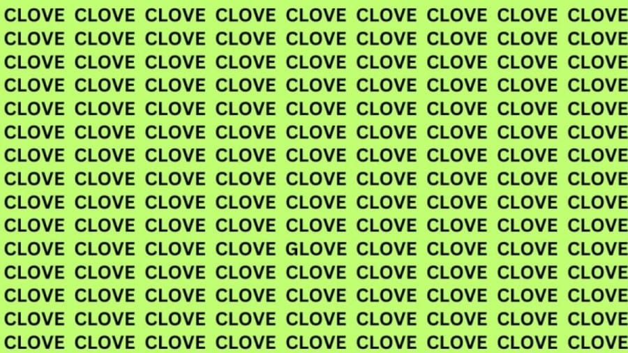 Brain Teaser: If You Have Sharp Eyes Find The Word Glove among Clove in 13 Secs