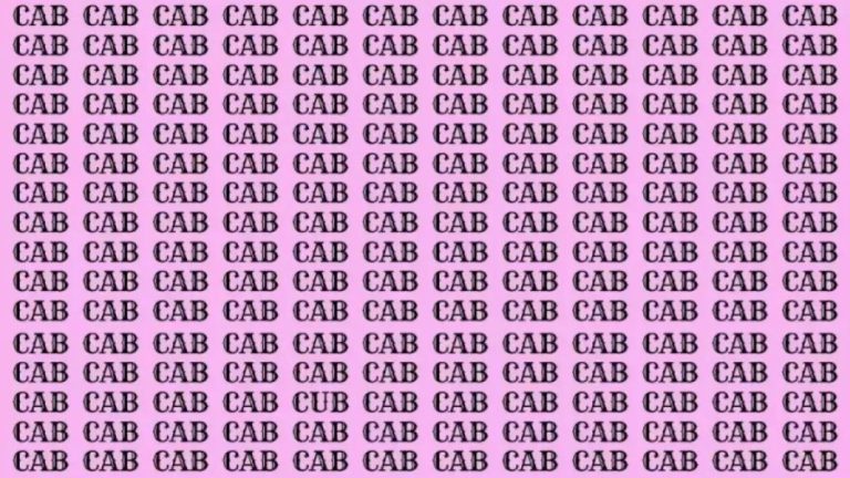 Optical Illusion: If You Have Eagle Eyes Find The Word Cub From Cab In 10 Secs