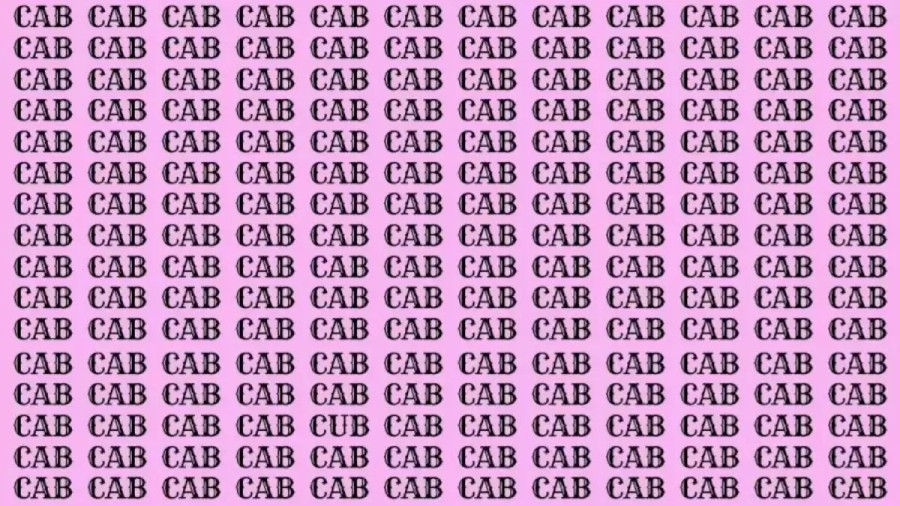 Optical Illusion: If You Have Eagle Eyes Find The Word Cub From Cab In 10 Secs