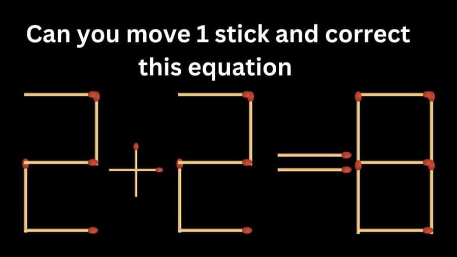 Brain Teaser: 2+2=8 Can you move 1 stick and correct this equation