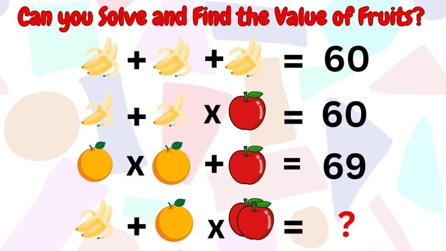 Brain Teaser: Can you Solve and Find the Value of Fruits?