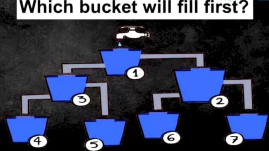 Brain Teaser: Can you find out which bucket will fill first by looking at this image?