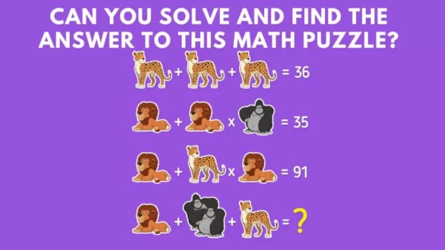 Brain Teaser High IQ Test: Can you solve this Animal Math Puzzle?