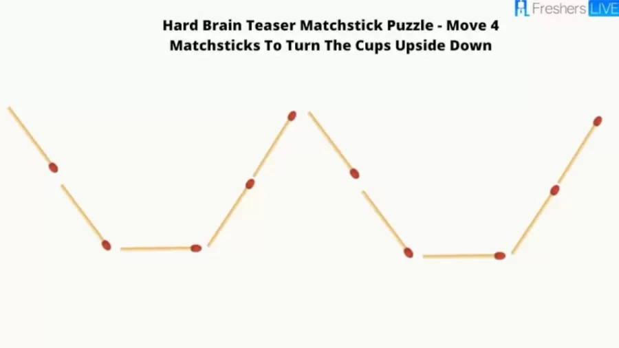 Brain Teaser Matchstick Puzzle - Move 4 Matchsticks To Turn The Cups Upside Down