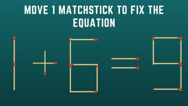 Brain Teaser Math Challenge: 1+6=9 Move 1 Matchstick to Fix the Equation by 10 Secs| Matchstick Puzzle