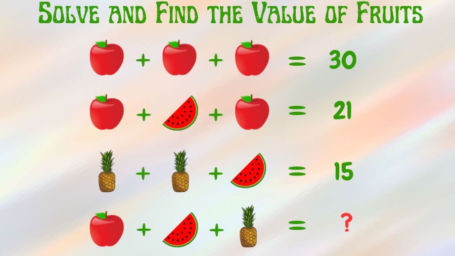 Brain Teaser Math Challenge: Solve and Find the Value of Fruits