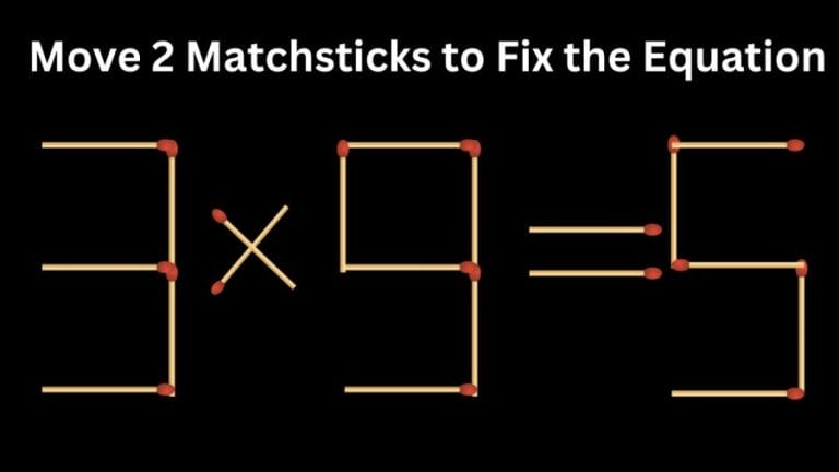 Brain Teaser Math Test: 3×9=5 Move 2 Matchsticks to Fix the Equation by 30 Secs| Matchstick Puzzle