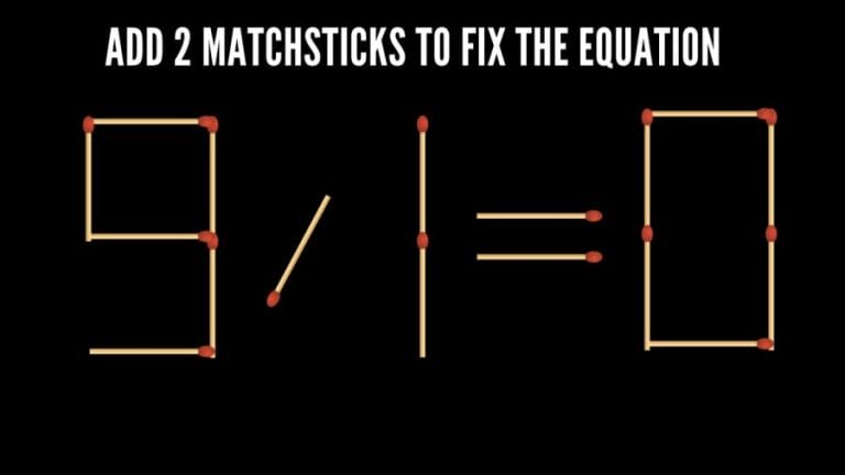 Brain Teaser Math Test: 9/1=0 Add 2 Matchsticks to Fix the Equation by 30 Secs| Matchstick Puzzle