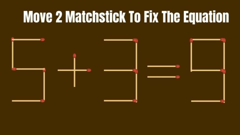 Brain Teaser – Move 2 Matchstick To Fix The Equation 5+3=9|| Matchstick Puzzle