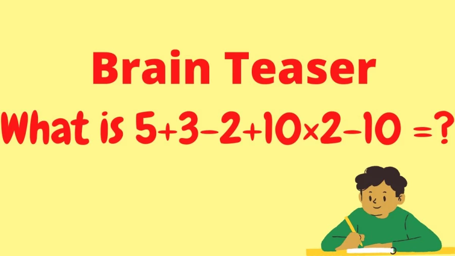 Brain Teaser: What is 5+3-2+10×2-10 =?