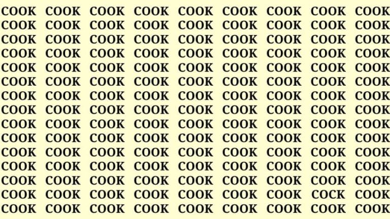 Brain Test: Only Sharpest Eyes can Find the Word Cock among Cook in 18 seconds