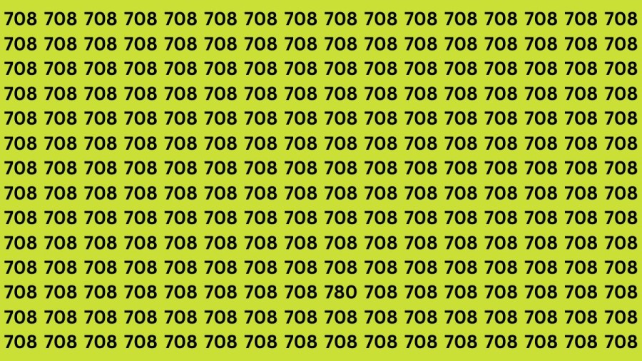 Observation Skills Test : Can you find the number 780 among 708 in 10 seconds?