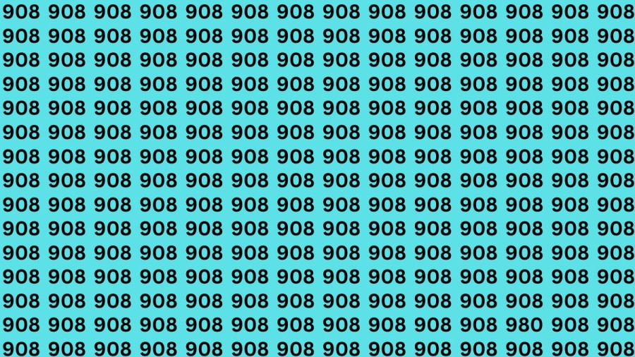 Observation Skills Test: Can you find the number 980 among 908 in 15 seconds?