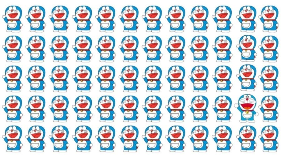 Optical Illusion Challenge: If you are a Cartoon Lover find the Odd Doraemon in this picture within 12 secs