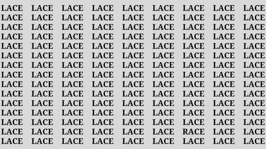 Word Finding Optical Illusion: Can you find the Word Race among Lace in 15 Seconds?