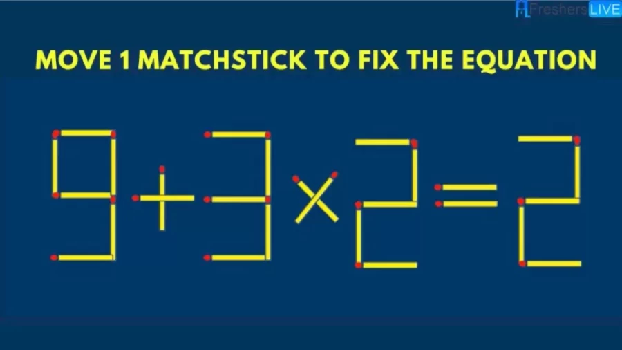 Brain Teaser - Can You Move 1 Matchstick To Fix The Equation? Matchstick Puzzle