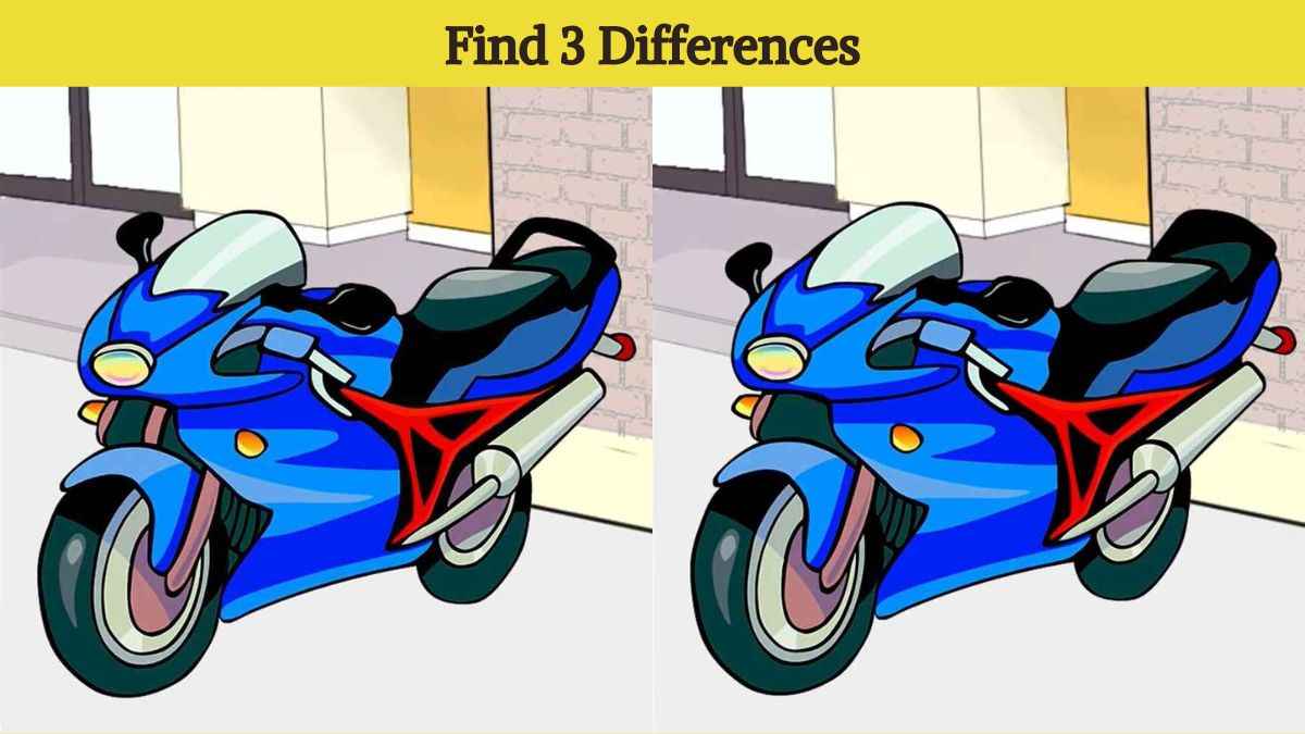 Find 3 differences between the sports bike pictures in 15 seconds!