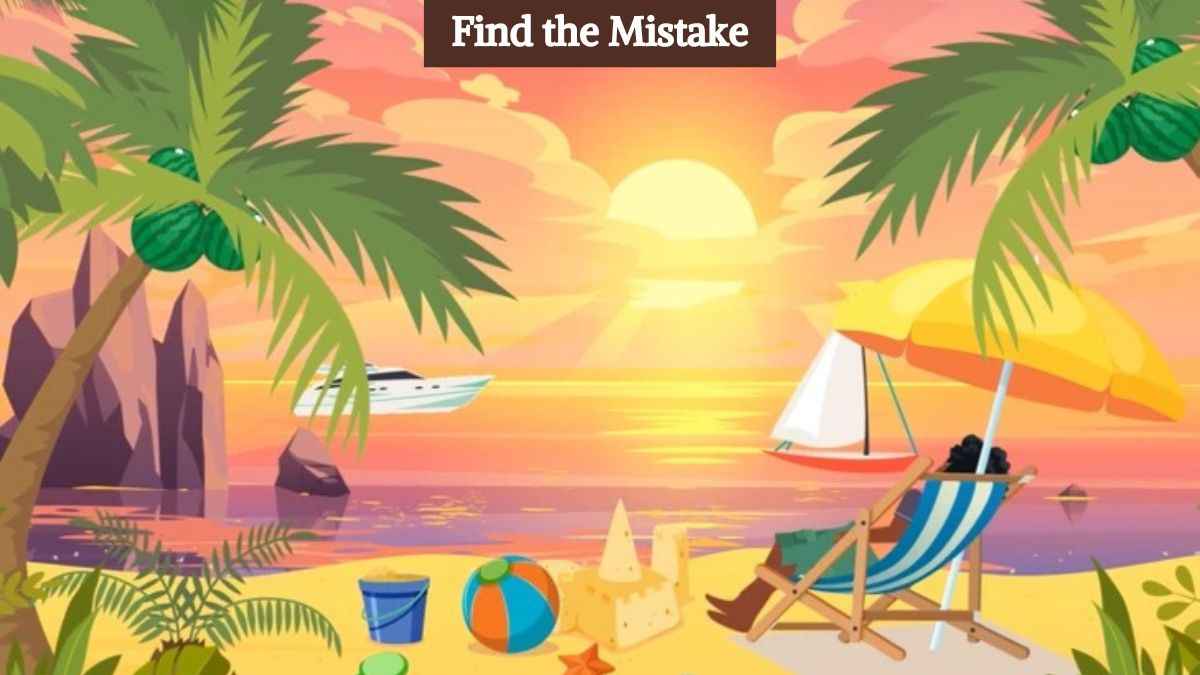 Picture Puzzle IQ Test: Find the mistake in the beach picture in 5 seconds!