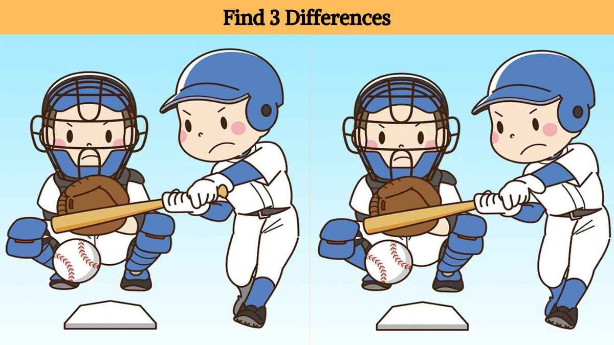 Use your eagle eyes to find 3 differences between the baseball match pictures in 15 seconds!