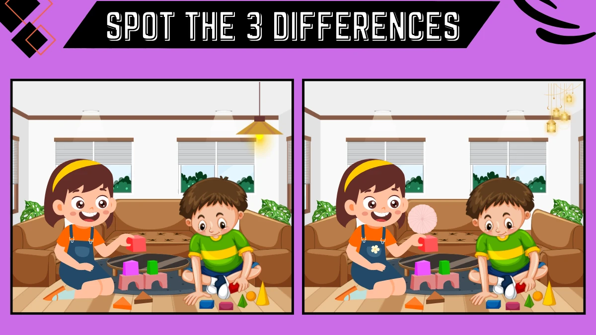 Spot the Difference Game: Only 20/20 Vision People Can Spot the 3 Differences in this Kids Image in 10 Secs