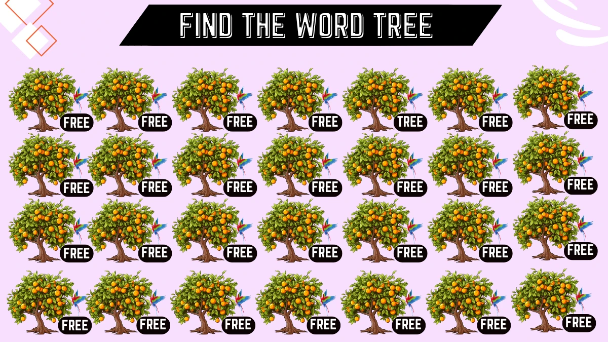 Brain Teaser IQ Test: Only People with Sharp Eyes Can Spot the Word Tree among Free in 8 Secs