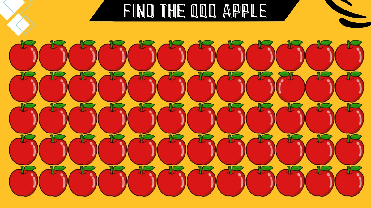 Brain Teaser Odd One Puzzle: Only Sharp Eyes Can Spot the Odd Apple in this Image in 6 Secs