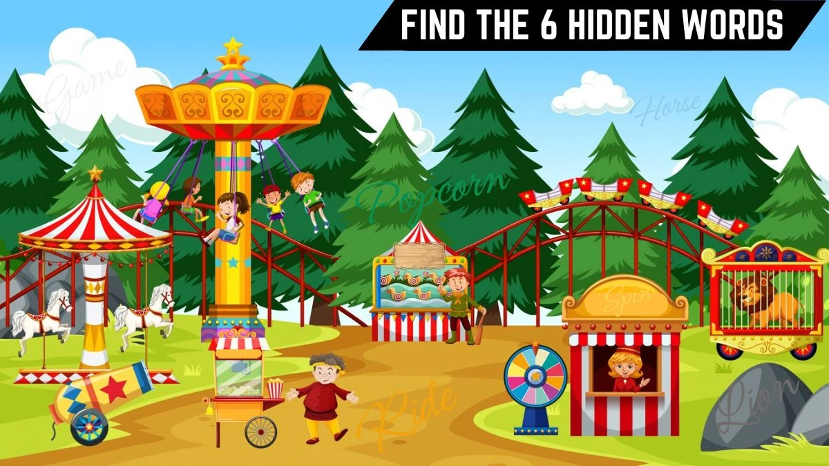 Genius IQ Test: Only a high IQ genius can Find the 6 Hidden Words in this Theme Park Image in 12 Secs
