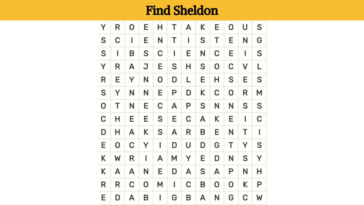 Only a true Big Bang Theory fan can find the word “SHELDON” in 5 seconds!