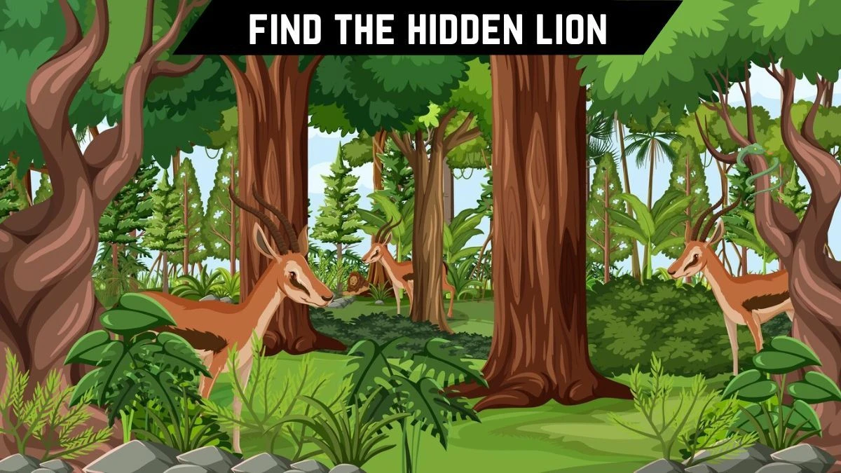 Optical Illusion Visual Skill Test: Test your attentiveness by finding the Hidden Lion in this Forest in 7 Secs
