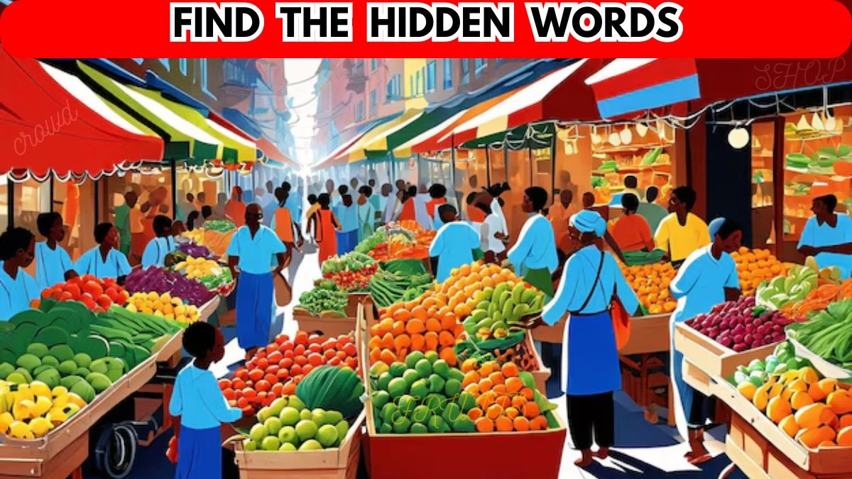 Optical Illusion Visual Test: Only 3% of people can spot the 3 Hidden Words in this Market Image in 5 Secs