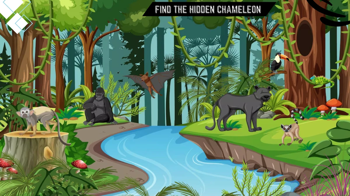 Optical Illusion Visual Test: Only 3% people can spot the Hidden Chameleon in this Jungle Image in 8 Secs