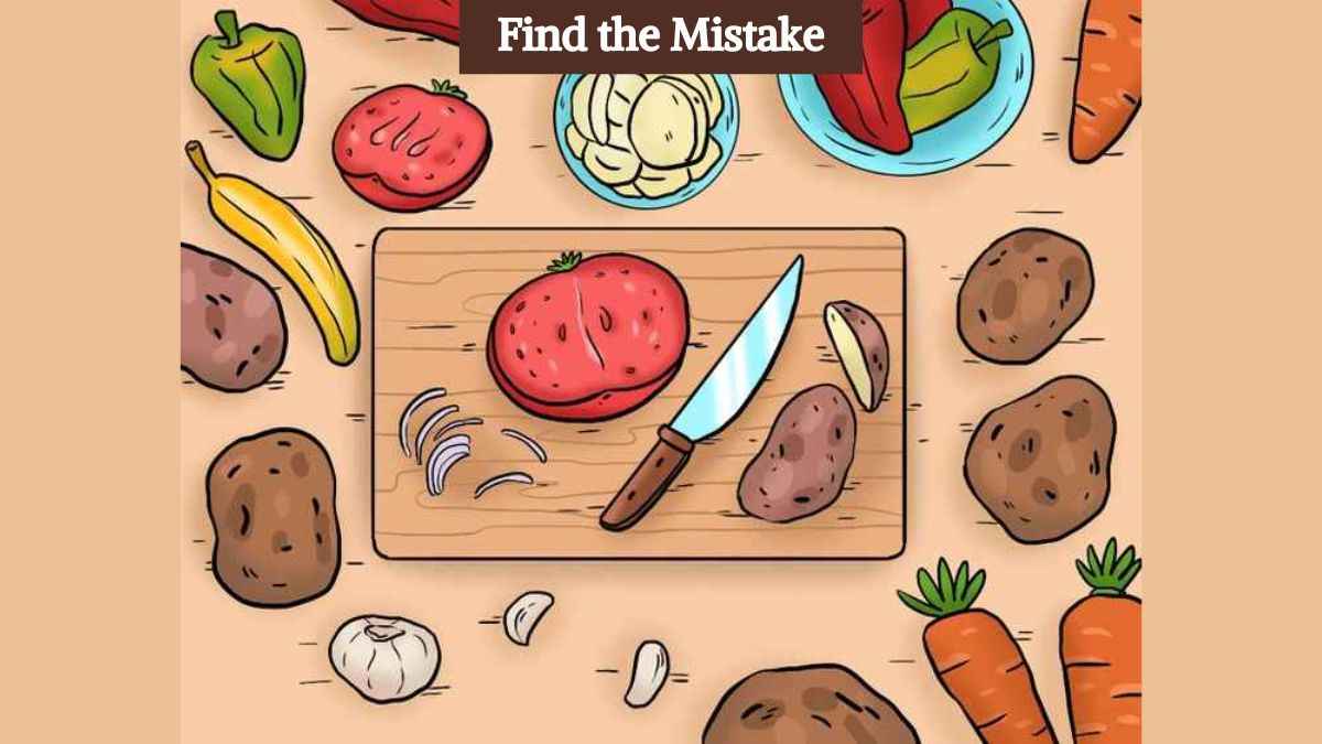 Picture Puzzle IQ Test: Find the mistake in the chopping board picture in 5 seconds!