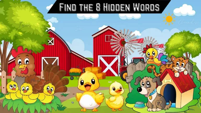 Puzzle IQ Test: Only those with a high IQ People Can Spot The 8 Hidden Words in this Farm Image in 18 Secs