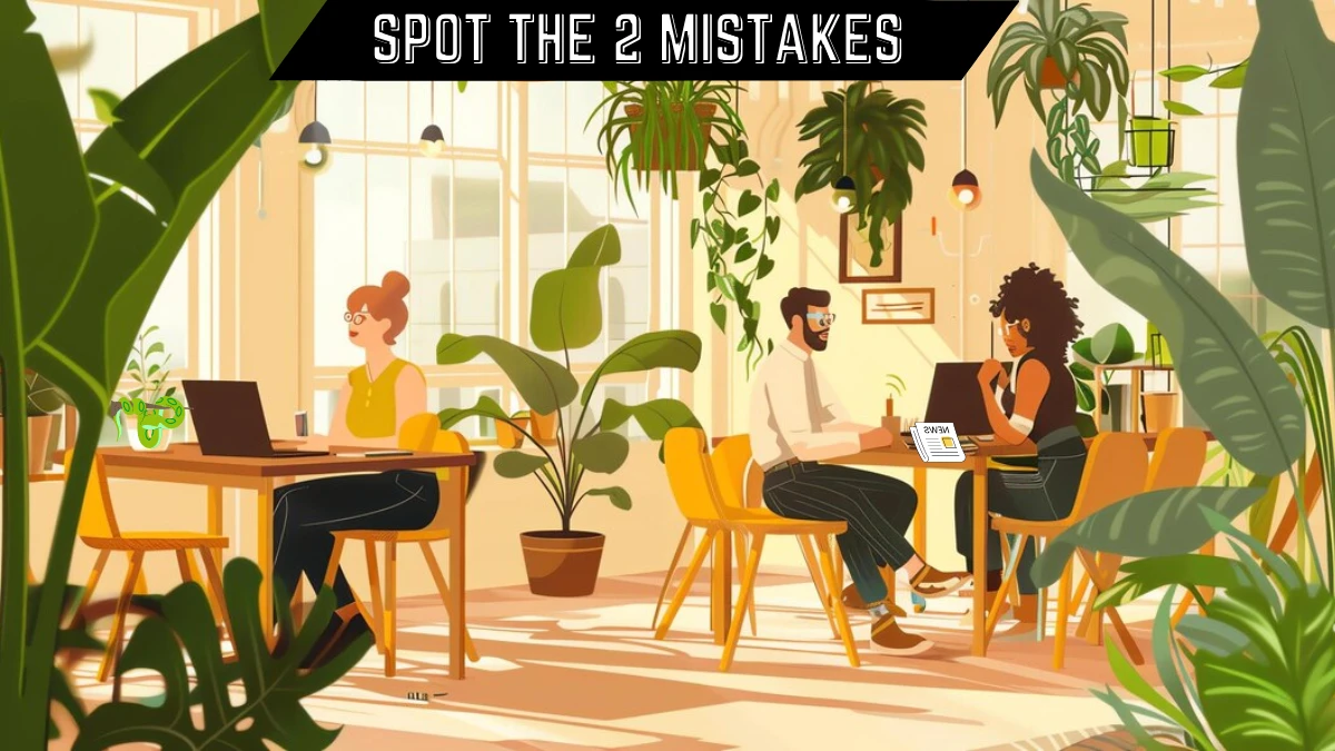 Spot the 2 Mistakes Picture Puzzle Eye Test: Only 2 out of 10 people can spot the 2 Mistakes in this Office Image in 10 Secs