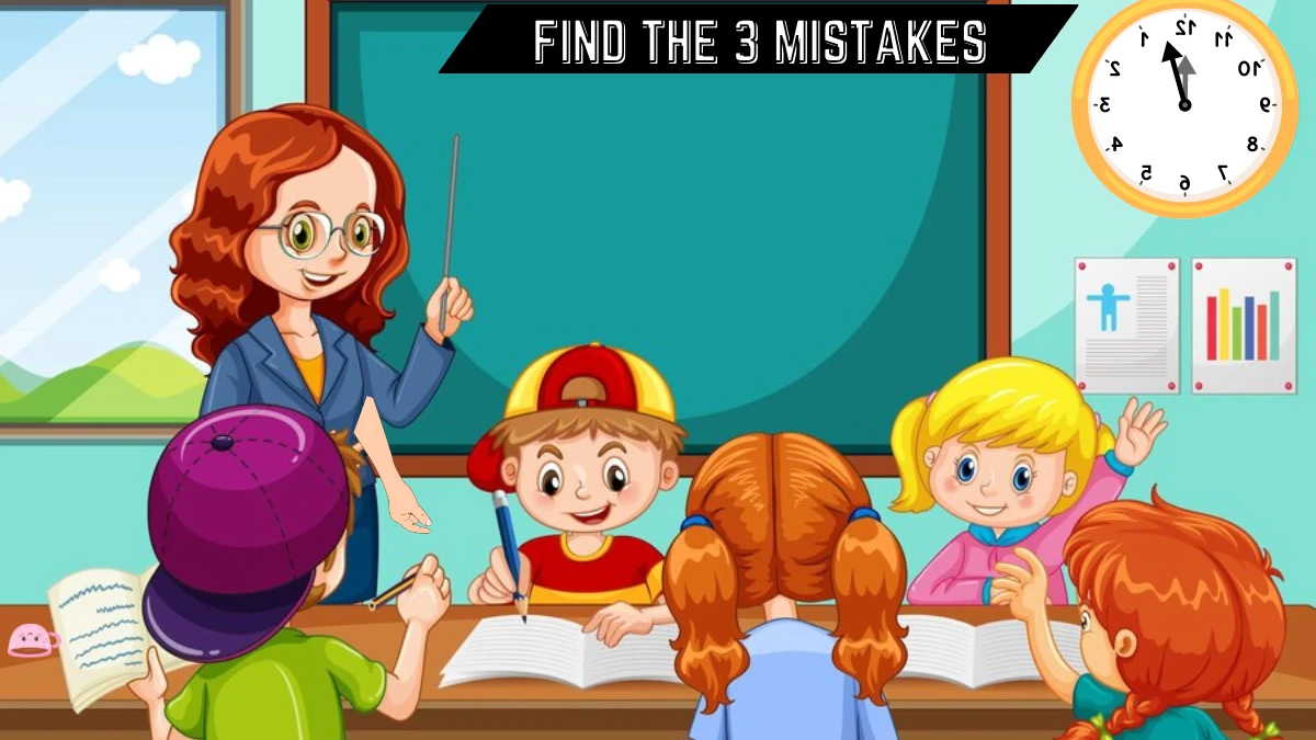 Spot the 3 Mistakes Picture Puzzle Eye Test: Only 4K Vision people can spot the 3 Mistakes in this Classroom Image in 10 seconds!