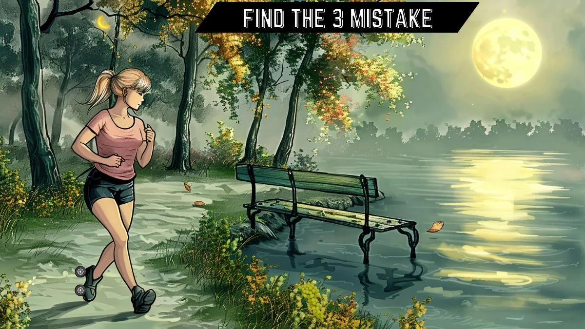 Spot the 3 Mistakes Picture Puzzle IQ Test: Only 1 out of 10 can spot the 3 Mistakes in this Jogging Image in 12 seconds!