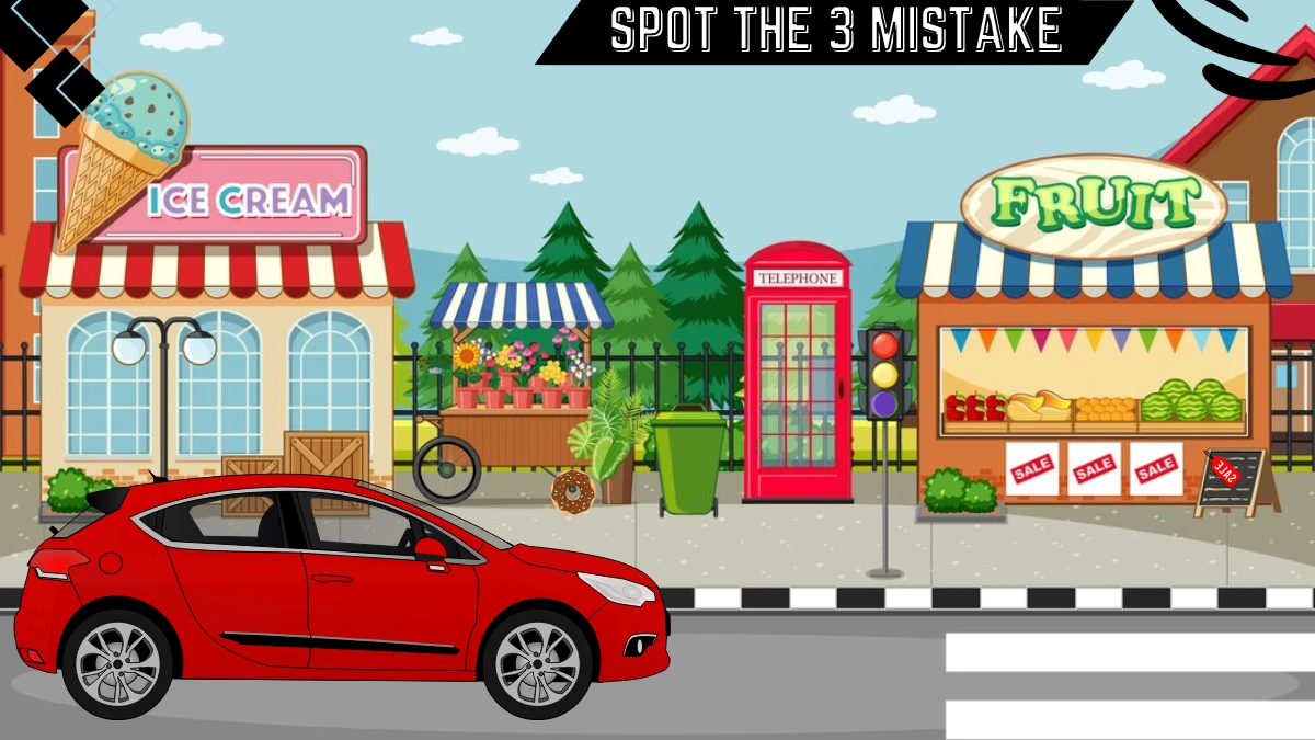 Spot the 3 Mistakes Picture Puzzle IQ Test: Only high IQ individuals Can Spot the 3 Mistakes in this Market Road Image in 12 Secs