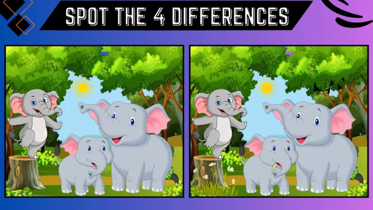 Spot the 4 Differences: Only Genius Can Spot 4 Differences between these Elephant Images in 12 Secs
