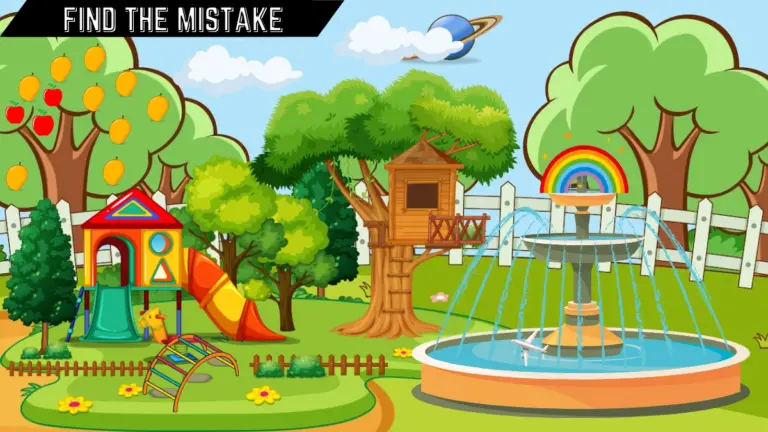 Spot the 4 Mistakes Picture Puzzle IQ Test: Only a genius can spot the 4 mistakes in the park picture within 15 seconds