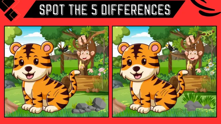 Spot the 5 Difference Picture Puzzle Game: Only People with Extra Sharp Eyes Can Spot the 5 Differences in this Tiger Image in 12 Secs