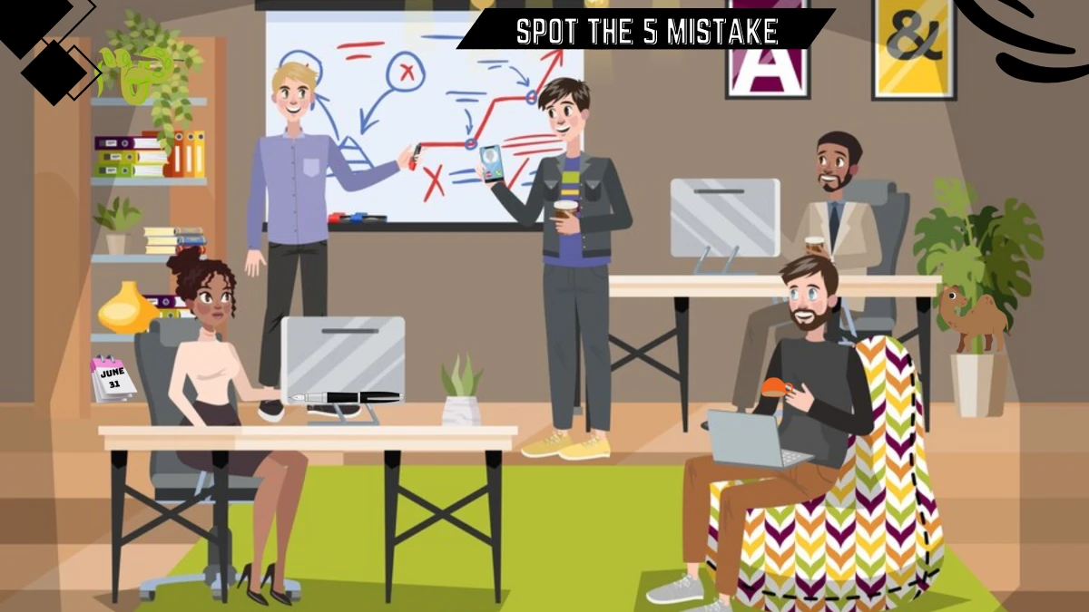 Spot the 5 Mistakes Picture Puzzle IQ Test: Only 5 out of 10 people can spot the 5 Mistakes in this Office Image in 15 Secs